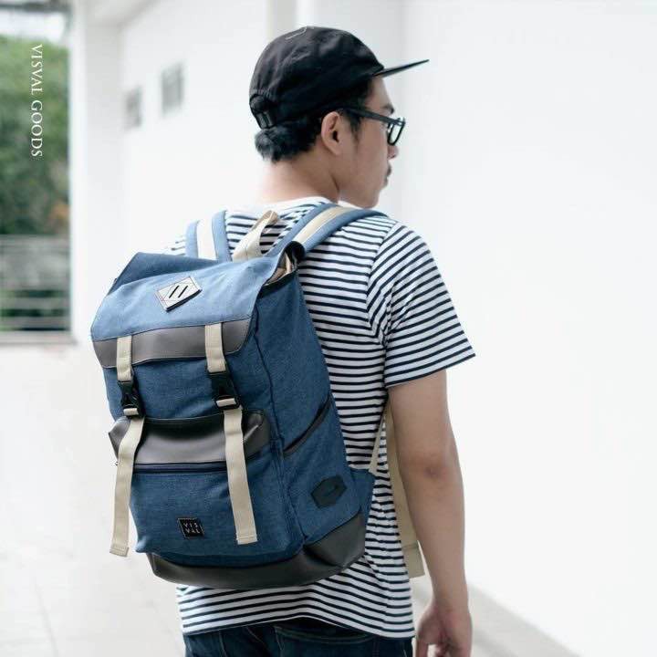 Tas Ransel Laptop Polyester Visval Canyon Coral Blue