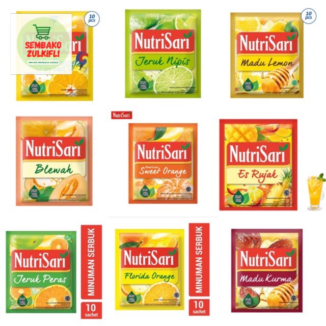 

Nutrisari Jeruk Peras, Es Rujak, Sweet Orange, Mangga Gandaria All Variant Renteng 10 Sachet x 14gr