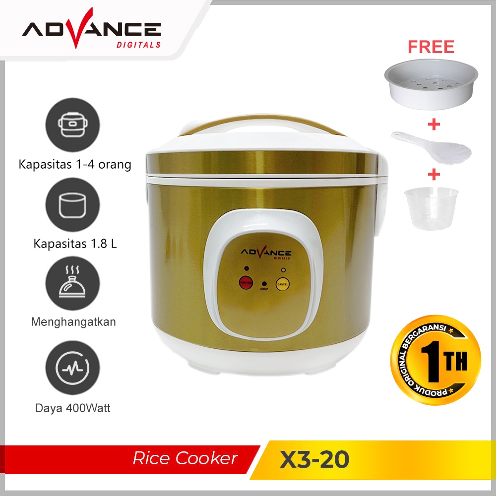 【CUCI STOCK】ADVANCE Rice Cooker 1.8L Penanak Nasi Serbaguna X3-20 Garansi Resmi 1 tahun