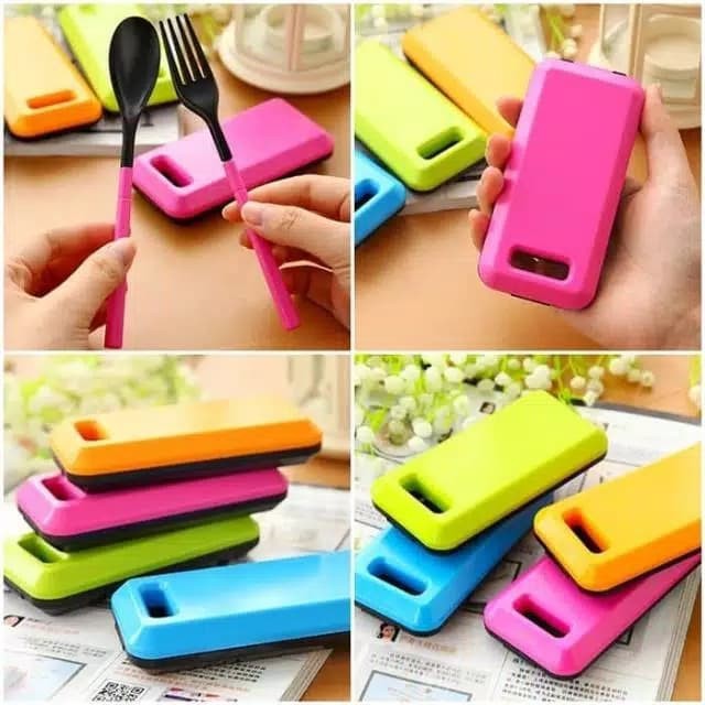 Peralatan Makan lipat portable sendok sumpit garpu travel cutlery set