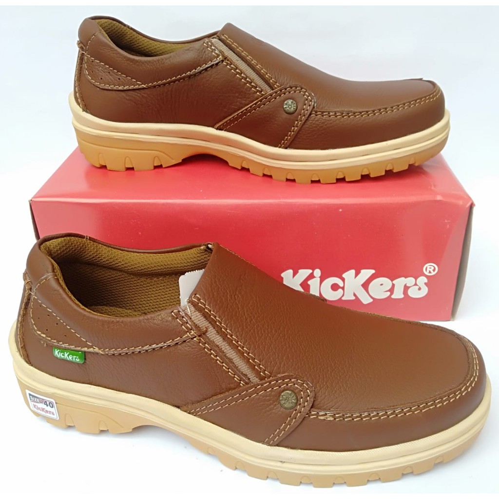 Sepatu casual kickers pria kulit asli original santai kasual slip on tanpa tali terbarumurahselopCOD