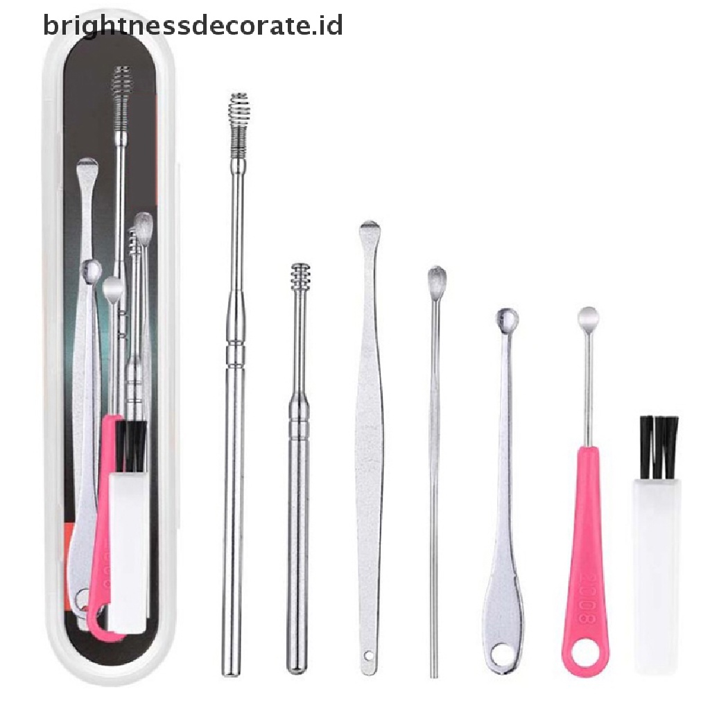 7pcs / Set Alat Pembersih Telinga Bahan Stainless Steel