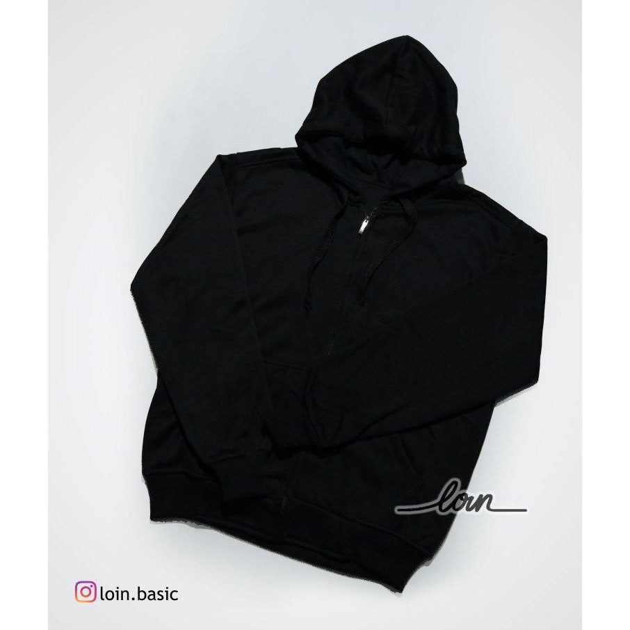 Hoodie Zipper Polos Loin - Hitam Size XXXL