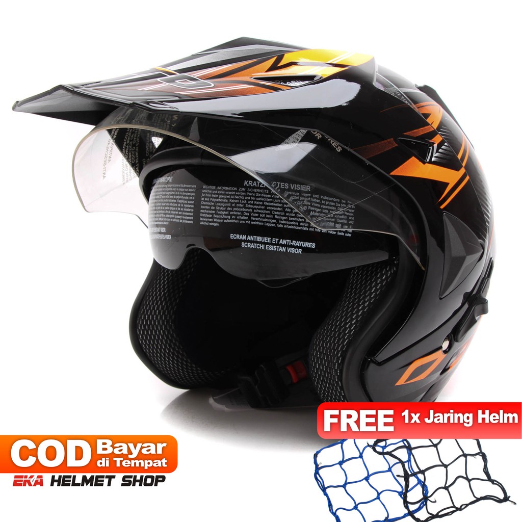 [Helm Dewasa] WTO Helmet Pro-Sight Cross - Hitam Oren + Promo Gratis Jaring Helm