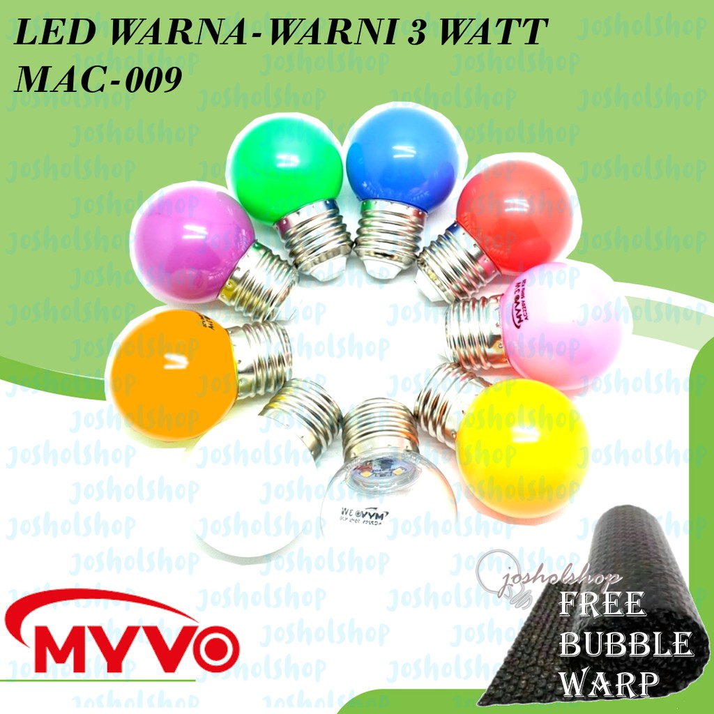 Myvo Lampu LED Tidur Bohlam LED 3 Watt / 3W Pingpong Warna Warni MAC - 009