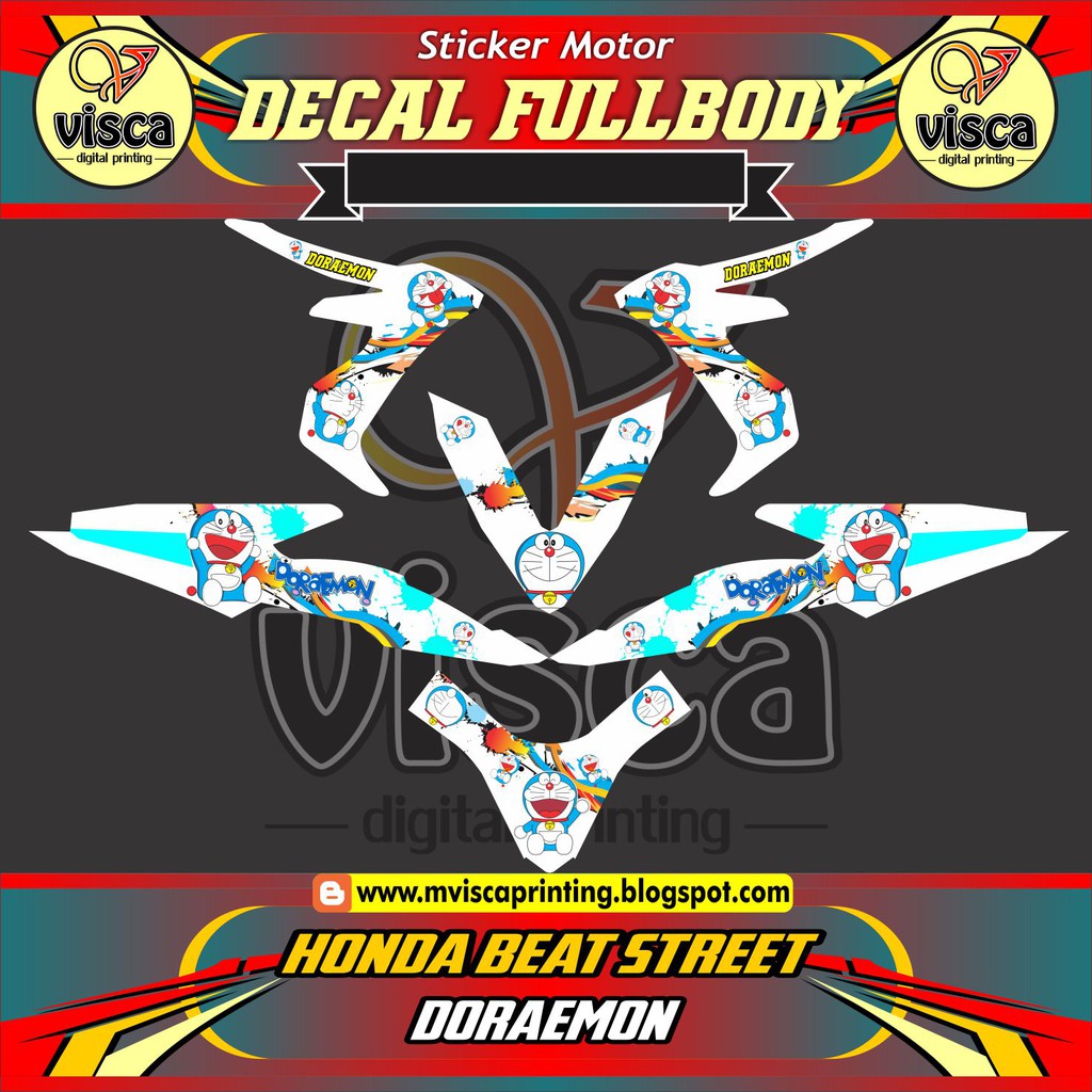 STIKER VARIASI MOTOR BEAT STREET DECAL STRIPING FULL BODY BEAT STREET DORAEMON