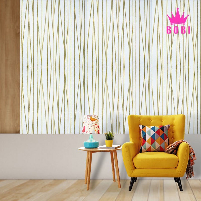 Wallpaper 3D Brickfoam Garis Gold Kode 2011 - Wallpaper 3D Ukuran 70x70cm Merk Bobi