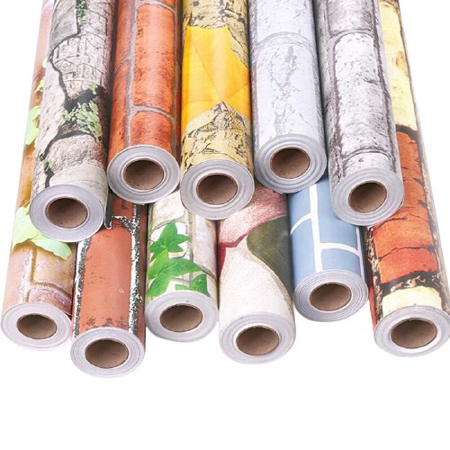 Murah Paket 8 Roll Wallpaper dinding/Sticker Dinding Anti Air/Wallpaper DInding Kamar Tidur Motif bata