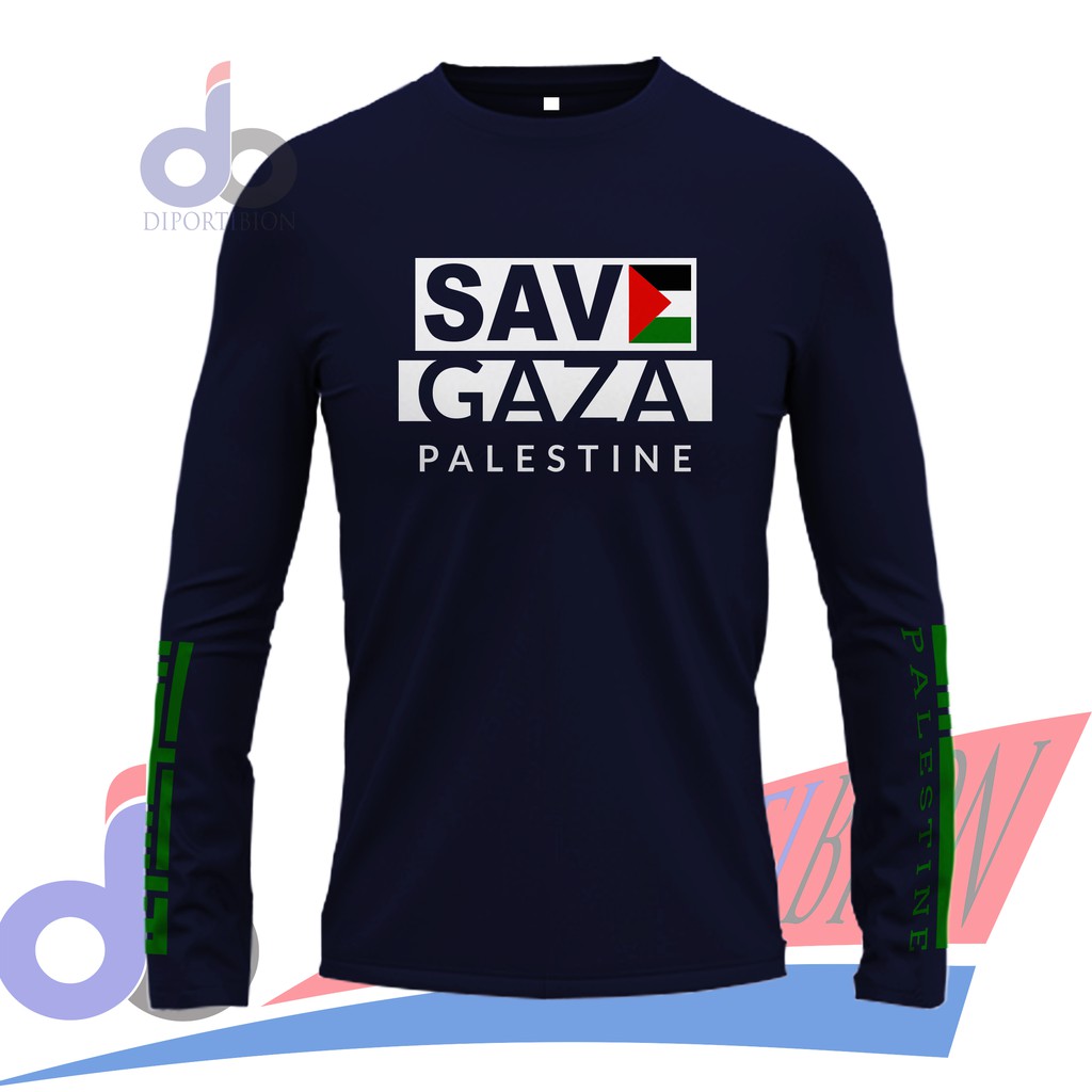 KAOS LENGAN PANJANG SAVE GAZA PALESTINE / SAVE GAZA / SAVE PALESTINE / KAOS PALESTINA LENGAN PANJANG