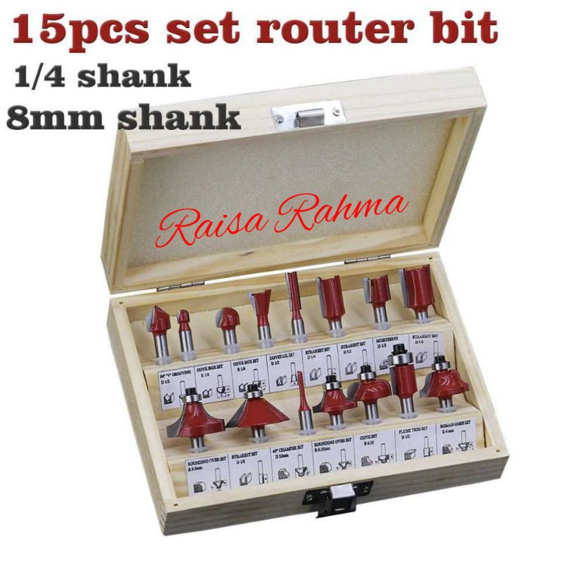 Mata Profil Kayu Set 15pcs Mata Trimmer Router Bit Woodworking