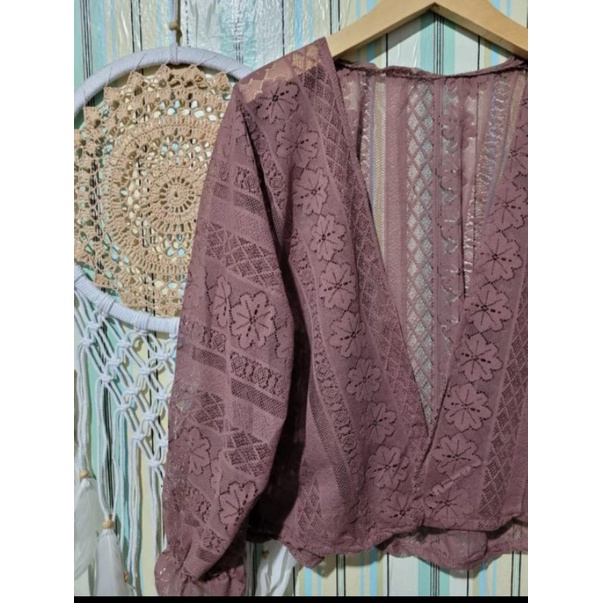 OUTER BROKAT KERUT// KARDIGAN BRUKAT // ATASAN BRUKAT KERUT // KARDIGAN OVERSIZE-Crop Choco
