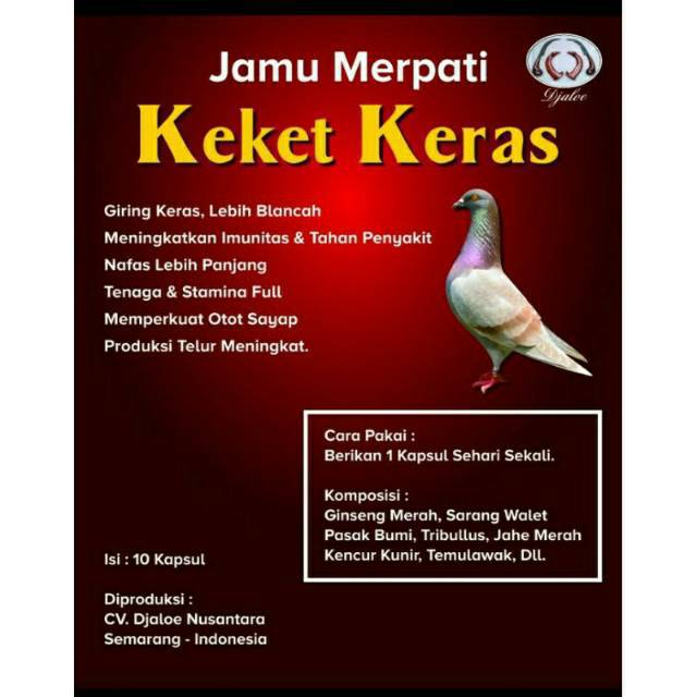 DJALOE JAMU MERPATI KEKET KERAS Isi 10 Kapsul HERBAL AMPUH