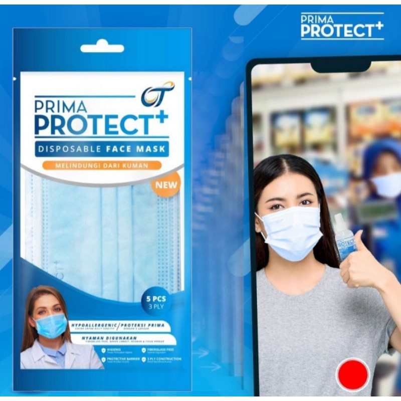 Prima Protect+ Masker (5 Pcs) - 3 Ply