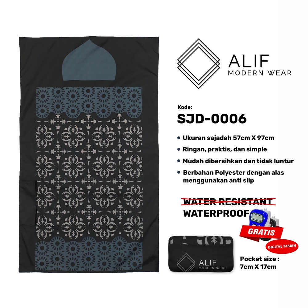 [GRATIS DIGITAL TASBIH] ALIF SAJADAH TRAVEL / SAKU / PORTABLE / WATERPROOF ( ALIF MODERN WEAR SJD-0006 )