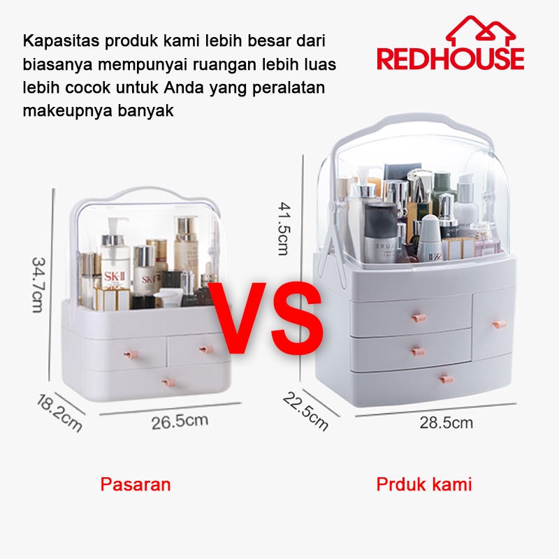 RED HOUSE Rak Kosmetik Beauty Case Tempat Penyimpanan Make Up Storage Box Organizer Kosmetik