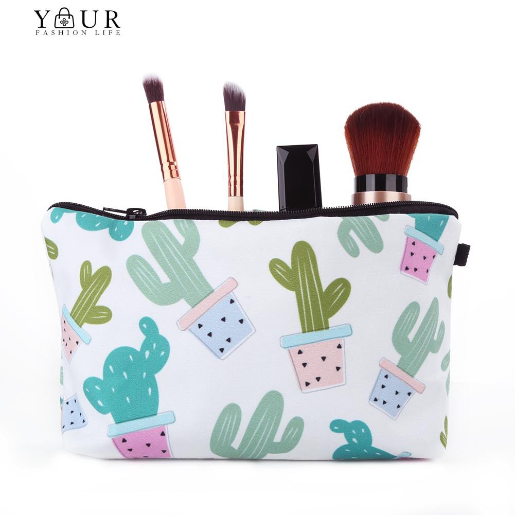 Pouch Wristlet Organizer Makeup Kosmetik Wanita Kulit Imitasi Kartun