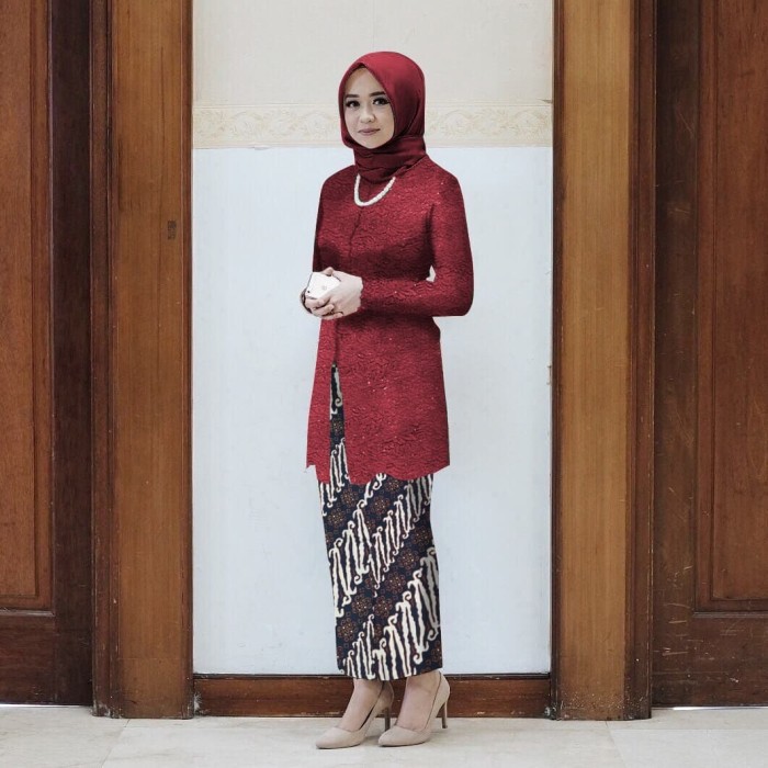 Baju Kondangan Muslim Muslimah Wanita Cowok/Lebaran/ Vc - Set Qui QF930 Setelan Baju Wisuda Kebaya