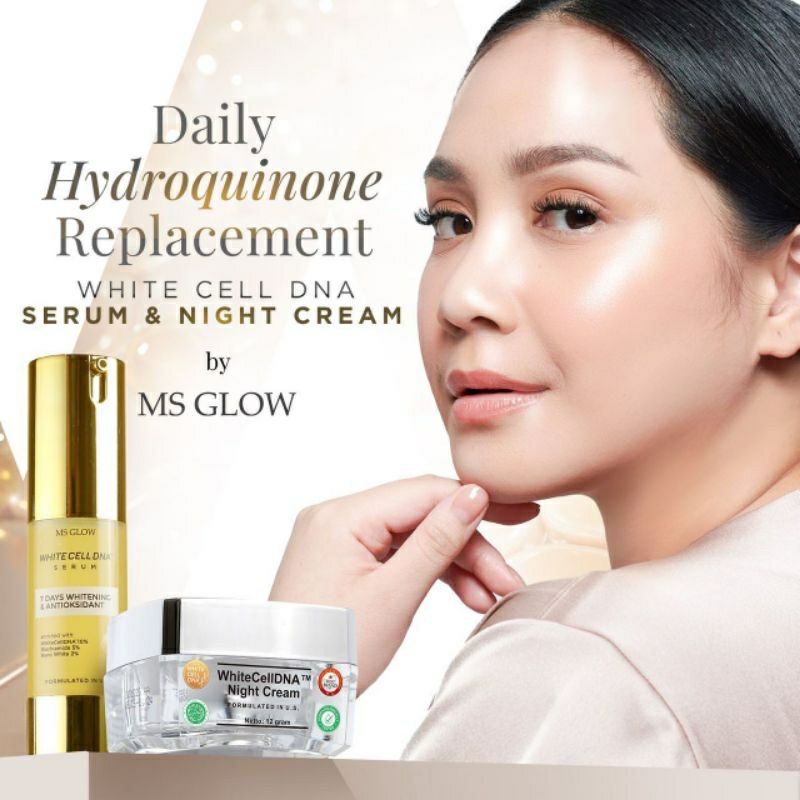MS GLOW Whitening Cell DNA Krim malam / Serum White Cell DNA MS Glow Best Seller / MSGLOW Night Crea