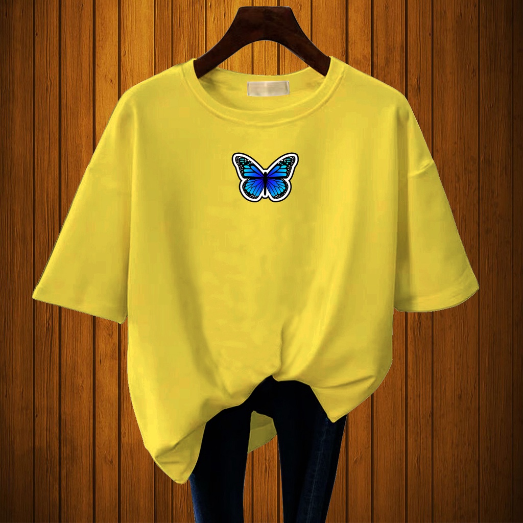 CALVIERO SHOP - BAJU KAOS ATASAN WANITA PRINT LOGO BUTTERFLY GALAXY PRINT