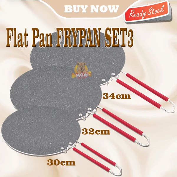 SET3 PREMIUM Marble series NON Stick Flat pan 30-32-34CM FRYPAN datar