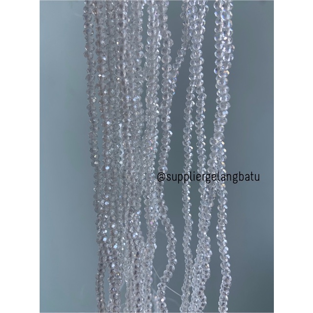 Crystal Ceko Doft 2mm WHITE QUARTZ putih bening manik bakpao rondele