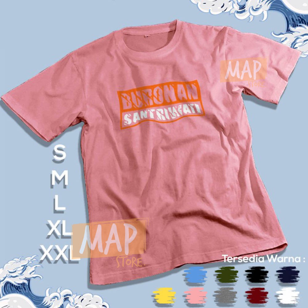 Kaos Dakwah Santri BURONAN SANTRIWATI - Baju Distro Muslim Islami Cotton Combed 30s Premium | MS2049-8