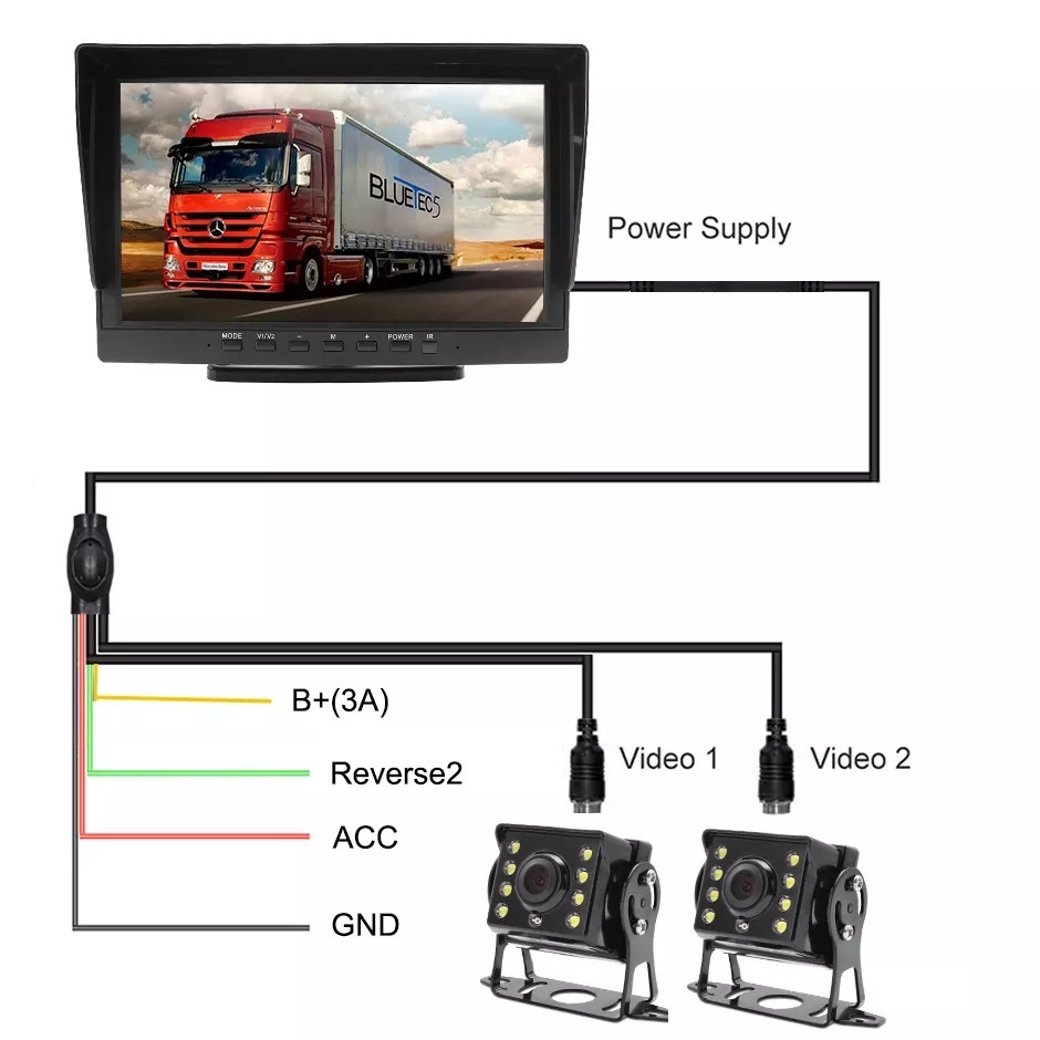 Monitor TV AHD 8&quot; DVR Recording IPS Screen Truck Vehicle AHD Monitor AHD IR Car Front/Rear View Camera