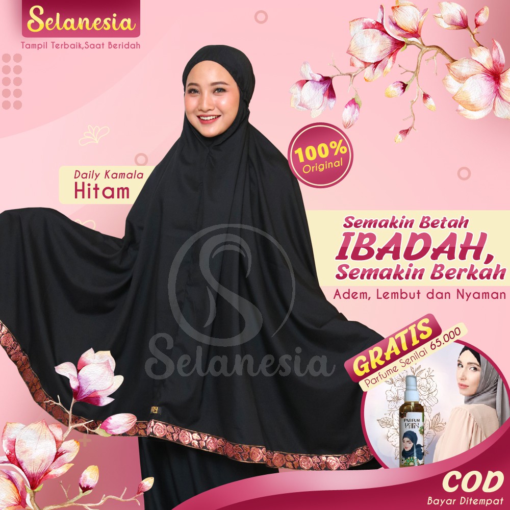 Mukena Mukenah Dewasa Jumbo Mewah Sutra Renda Bordir Terbaru Adem Premium Polos Parisku Hitam 06