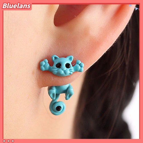 Anting Stud Desain Kartun Hewan Kucing 3D Untuk Perhiasan