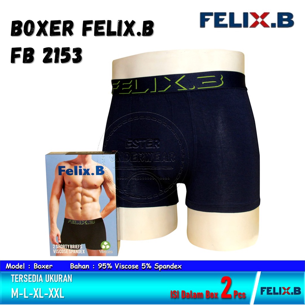 CELANA BOXER PRIA FELIX.B FB 2153 ISI 2 PCS | BAMBOO SPANDEX