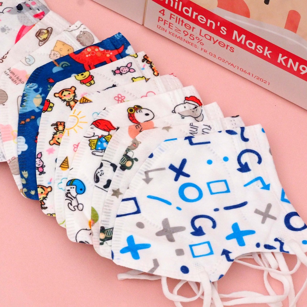 Masker Anak KN95 BOX ISI 50 PCS Motif Karakter 4ply Masker Anak KN95 Face Mask Kids Earloop