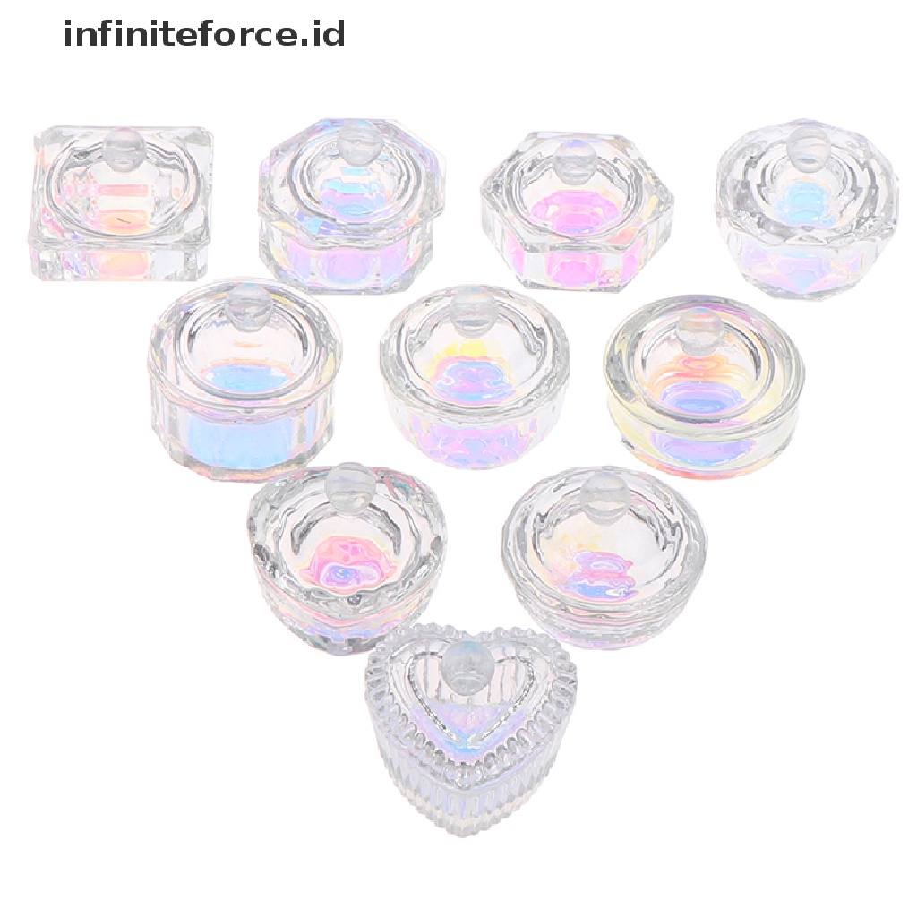 Infiniteforce.id Mangkok Dappen Dish Kristal Akrilik Warna Pelangi Peralatan Nail Art