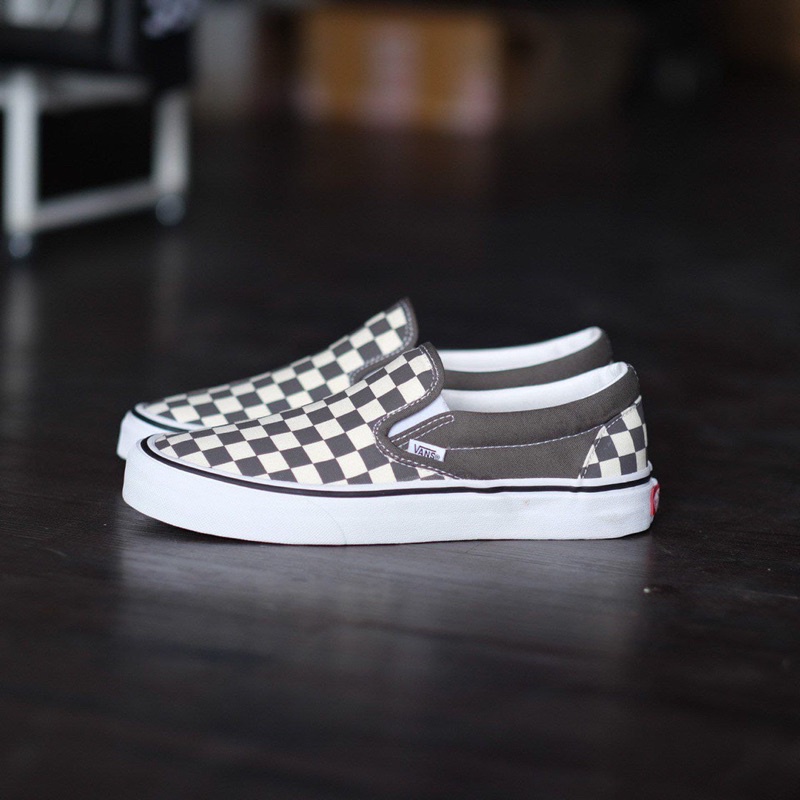 V4NS SLIP-ON CHECKERBOARD PEWTER/TRUE WHITE CLASSIC ORIGINAL 100%