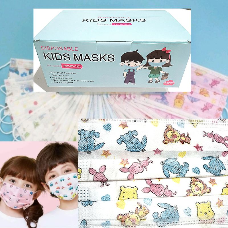 MASKER ANAK ISI 50PCS MOTIF KARTUN MASKER ANAK 3PLY ISI 50PCS MASKER ANAK SEKOLAH ORIGINAL