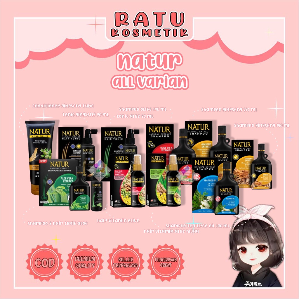 ❤ RATU ❤ Natur Hair Tonic 90ml | Shampo 270ml | Sampo 140ml | Conditioner | Kondisioner | Hair Vitamin | Azalea Oil 75ml  (✔️BPOM)