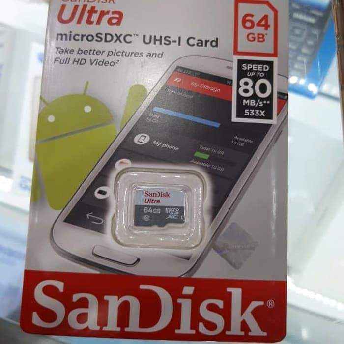 Micro SD SanDisk 64GB 80 MB/s CLASS 10 ULTRA Non adapter