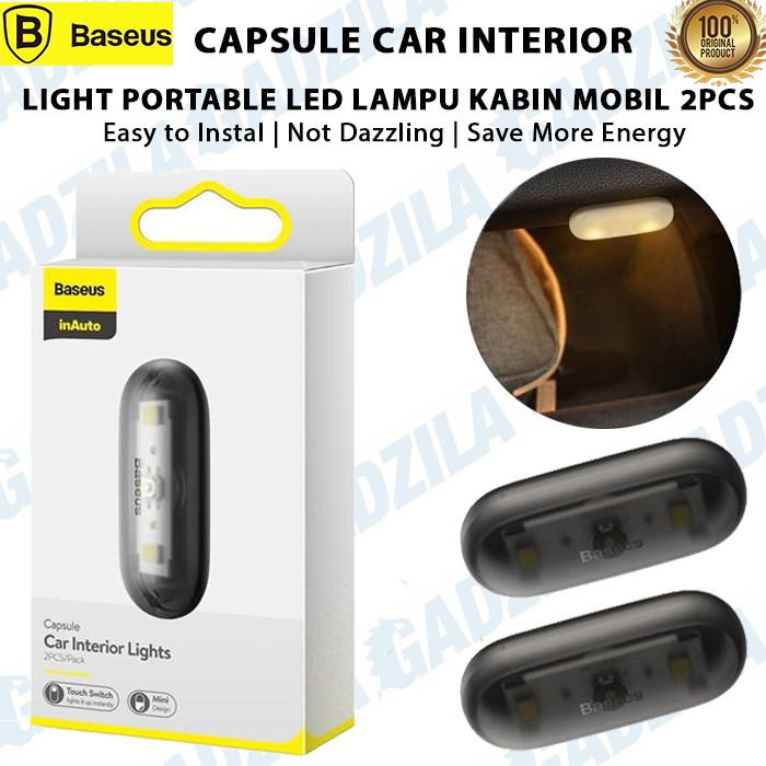 Baseus Capsule Car Interior Light Portable LED Lampu Kabin Mobil 2pcs