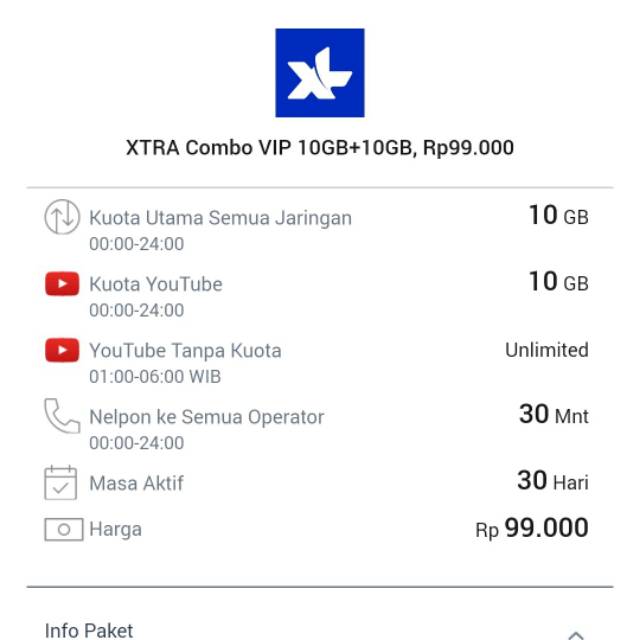 XTRA COMBO VIP  20GB, PAKET ANTI HANGUS & UNLIMITED YOUTUBE