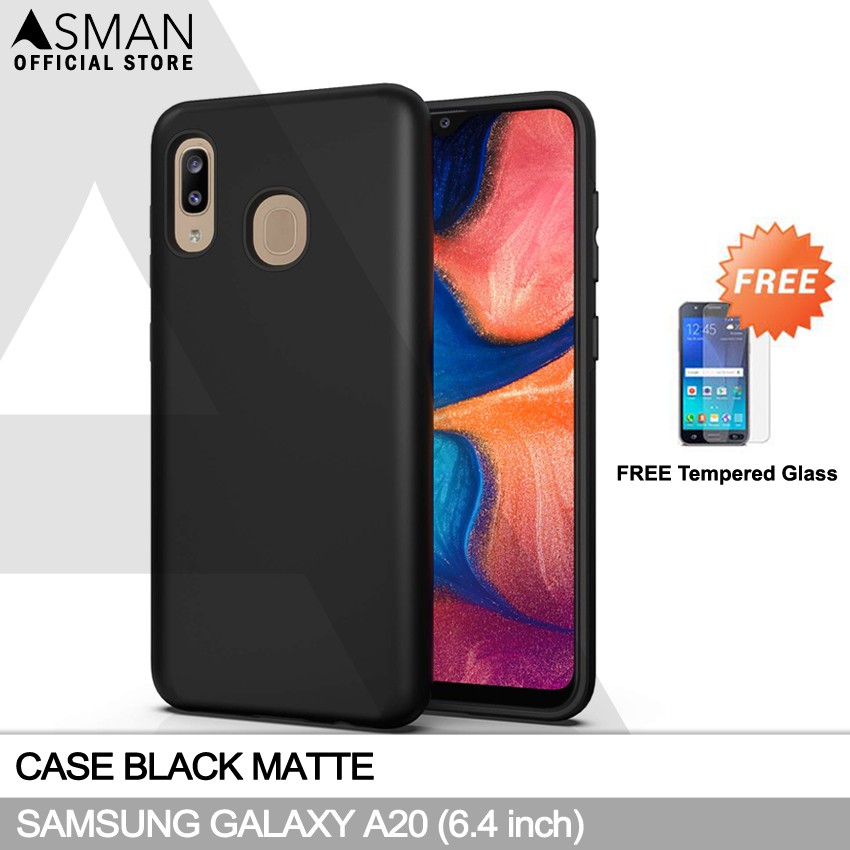 Ultraslim Samsung Galaxy A20 (6.4&quot;) | Soft Case Black Matte + FREE Tempered Glass