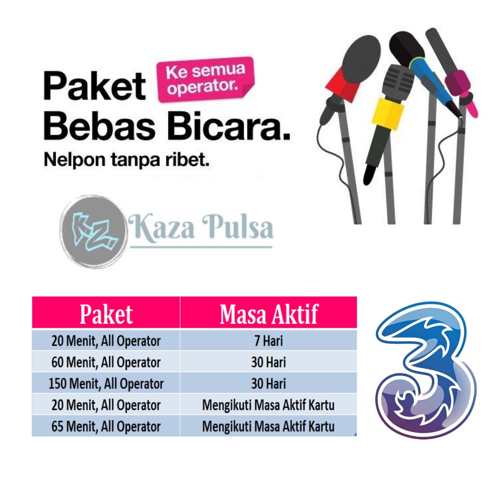 Paket Nelpon Tri All Operator Bebas Bicara Aon Telpon 20 60 65 150 Menit