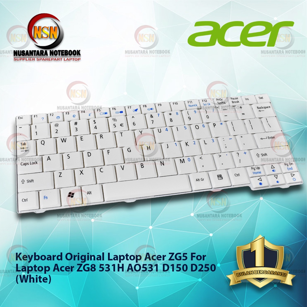 Keyboard Acer Aspire One ZG5 ZG8 531H AO531 D150 D250 Putih White