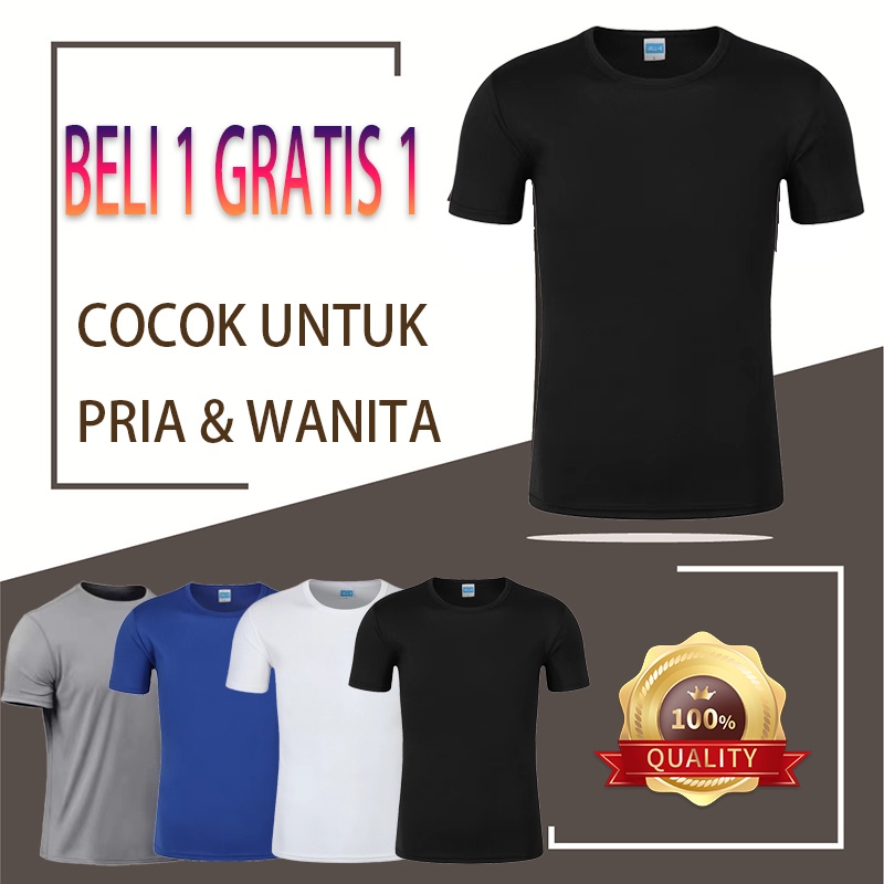 [2pcs] Baju kaos Polos Pria Wanita lengan Pendek dengan kain cepat kering