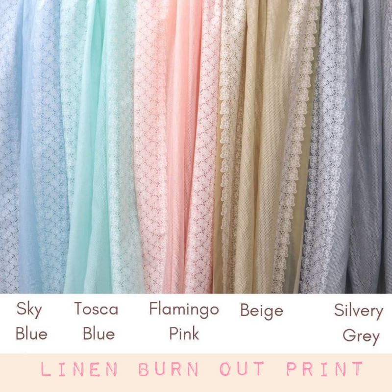 Kain Katun Linen cotton burnout motif