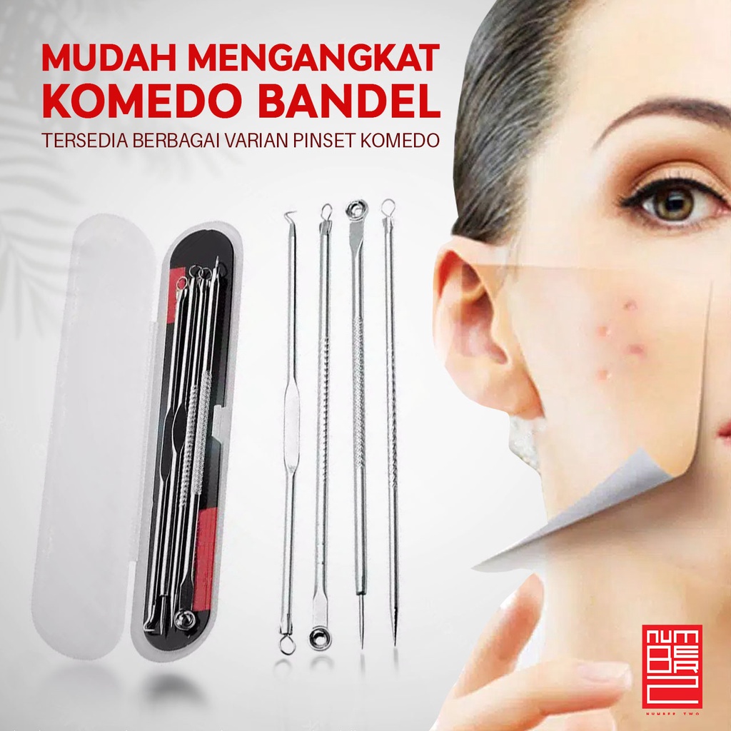 set alat pencetan komedo pinset pembersih komedo jerawat stainless stell lengkap kuat