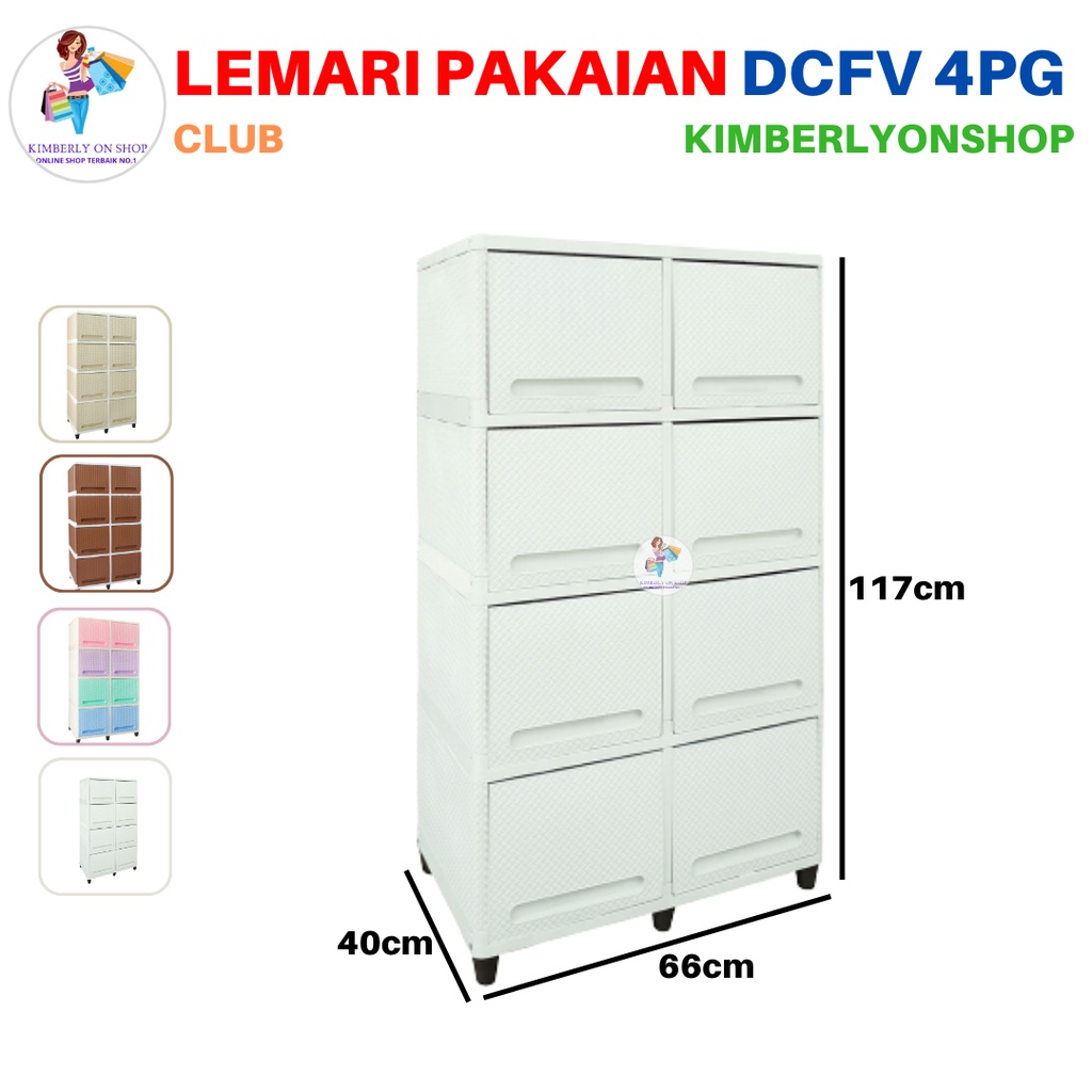 Lemari Pakaian Plastik Laci Clip Flip Double Susun 4 DCFR 4 Club