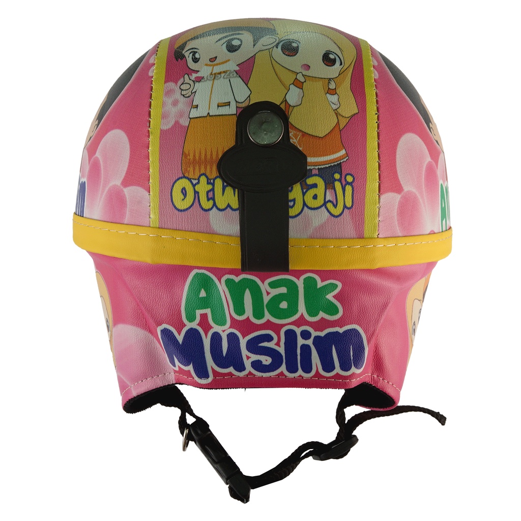 Helm Anak Untuk Usia 1-4 Tahun Motif Anak Muslim - Pink Kuning