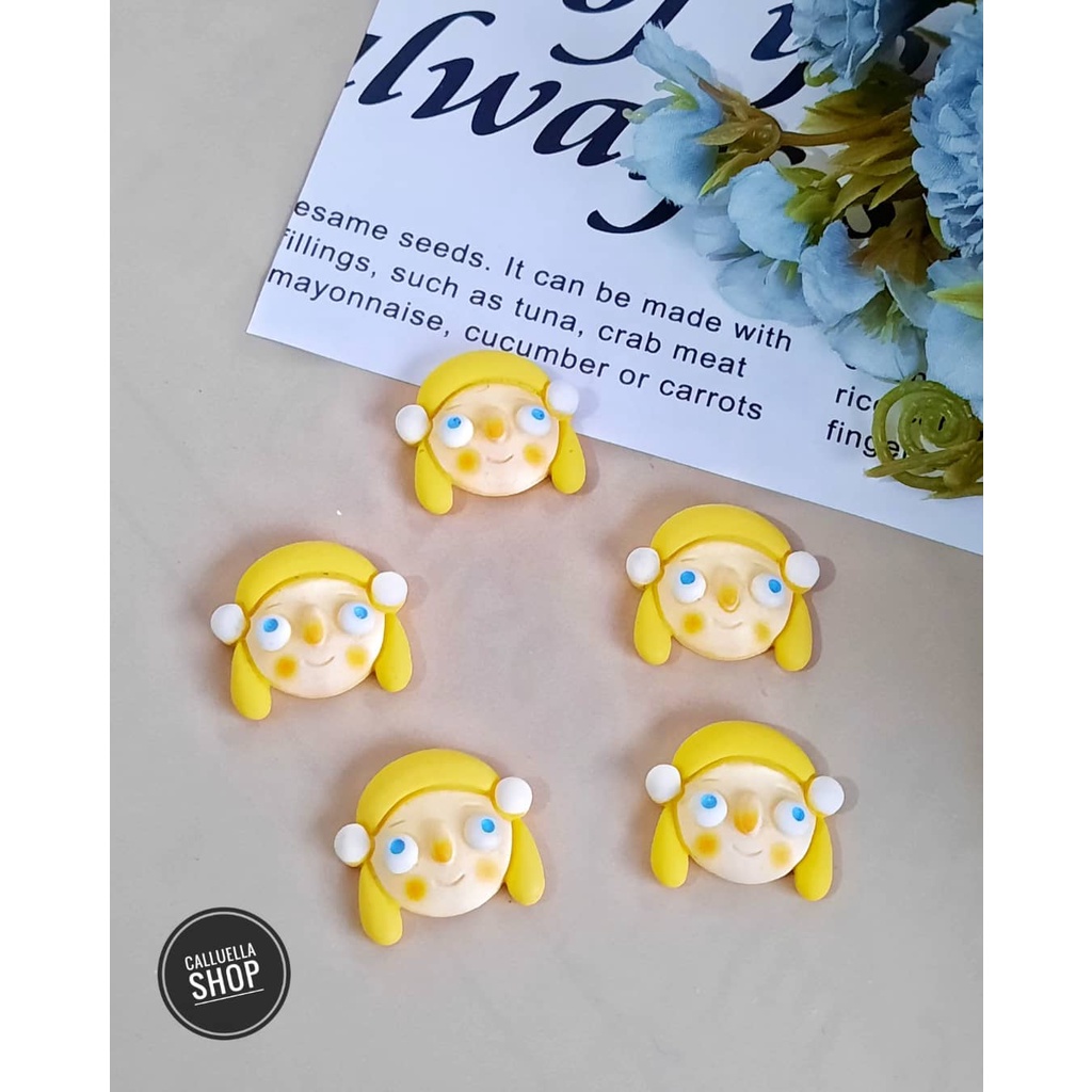 RESIN CLAY TEMPEL MIX MOTIF DAN WARNA MANIK PAREL CINCIN | BAHAN CRAFT CLAY GELANG BROS KALUNG STRAP MASK MASKER PAREL MANIK CRAFT KERAJINAN LUMAJANG FASHION-Cartoon girl C 1bj
