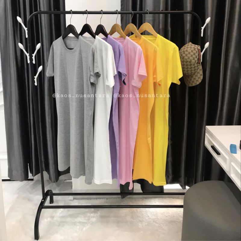 Cotton dress polos hitam putih army maroon abu mustard kuning pink navy / dress branded