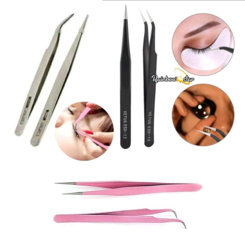 Pinset Tanam Bulu Mata Tweezer For Eyelash Extension Pinset Serbaguna