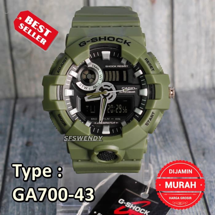 LIMITED EDITION  Jam tangan G SHOCK GA-700 Hijau Green Army Military